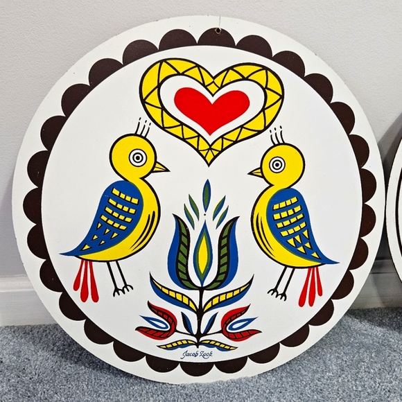 Vintage Midcentury Pennsylvania Dutch Collectible Colorful Hex Signs Love Birds - Picture 3 of 7
